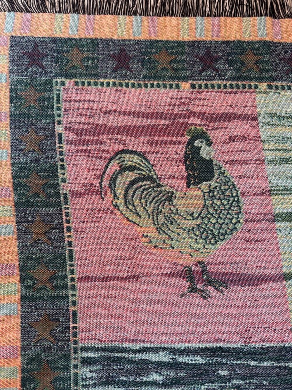 Warren Kimble Rooster Tapestry Throw Blanket 48in x 57in Home Country Farmhouse - Picture 8 of 13
